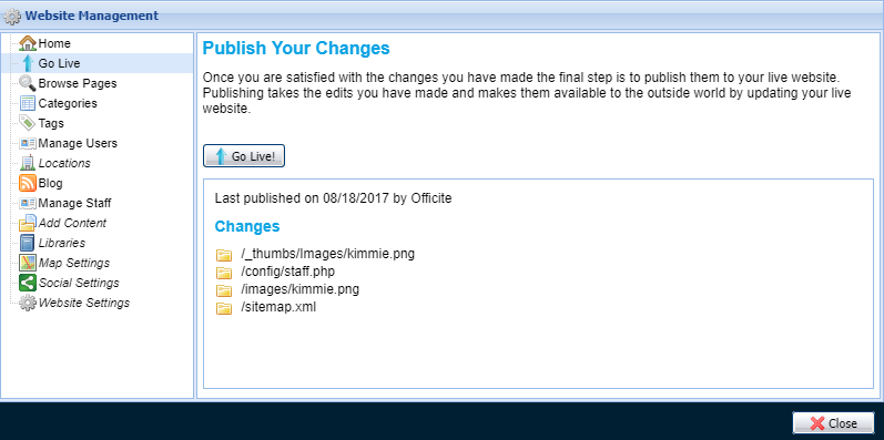 publish your changes change list