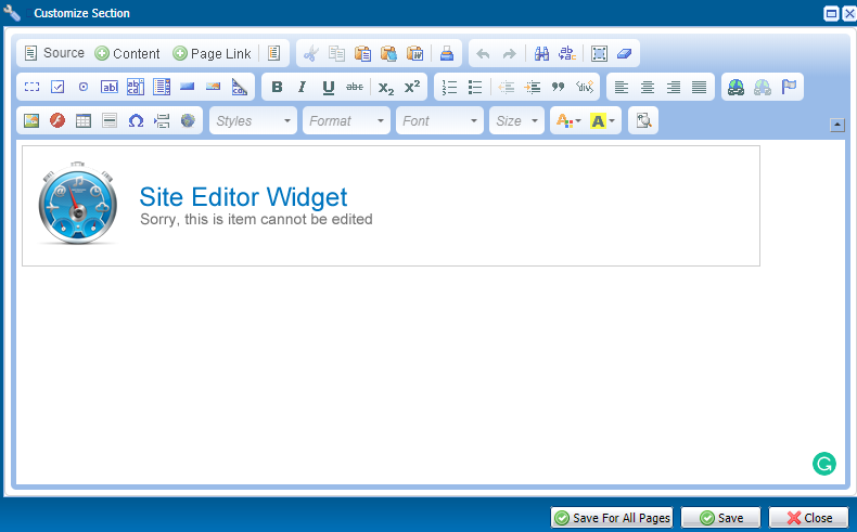 site editor widget